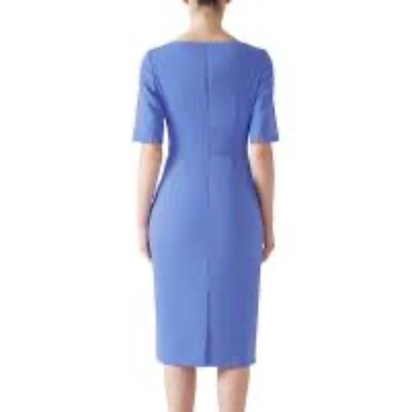 LK Bennett Diana Short Sleeve Midi Crepe Sheath Dress in Wedgewood Size 6 nwt - Picture 3 of 10